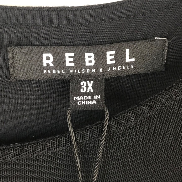 REBEL WILSON X ANGELS Surplice Wrap Mesh Sleeve Midi Dress Women’s Plus Size 3X - Picture 11 of 16